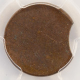 PCGS 1c Cent T-2 Planchet 5%  Curved Clipped MS62 Brown