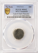 PCGS 10c Clad Roosevelt Dime 30% Clamshell Split T-2 Planchet MS62