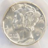 1945 10c Mercury Dime 2% Straight Clip PCGS MS65