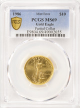 1986 G$10 Gold 1/4 American Eagle Partial Collar Strike PCGS MS69