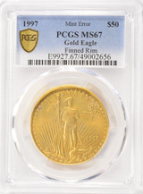 1997 G$50 Gold 1 oz American Eagle Major Finned Rim Obverse PCGS MS67