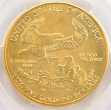 1997 G$50 Gold 1 oz American Eagle Major Finned Rim Obverse PCGS MS67