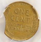 1920 1c Wheat Cent 7% Curved Clip PCGS AU55