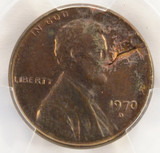 1970-D 1c Lincoln Cent Blowhole Defective Planchet PCGS MS63 BN
