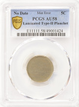 PCGS Shield, Liberty or Buffalo 5c Era Nickel T-2 Planchet & Laminated AU58