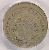 1890 5c Liberty Nickel Struck 10% Off-Center PCGS VF35