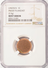 (1982-2024) 1c Lincoln Zinc Cent Proof 2.5 GM Planchet NGC