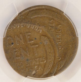 1918 1c Wheat Cent Double-Struck, 2nd 40% Off-Center PCGS VG10