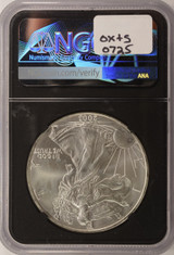 2003 $1 Silver Eagle Large Struck Thru Reverse NGC MS68