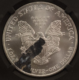 2003 $1 Silver Eagle Large Struck Thru Reverse NGC MS68