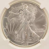 1999 $1 Silver Eagle Strike Thru Obverse NGC MS69