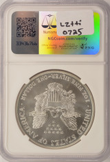 1999 $1 Silver Eagle Strike Thru Obverse NGC MS69