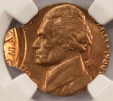 1980-P 5c Jefferson Nickel Double-Struck on Cent Planchet NGC MS64 Red