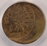 1873 1c Indian Cent Struck 40% Off-Center PCGS AU55