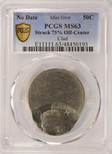 PCGS 50c Clad Kennedy Half Struck 75% Off-Center MS63