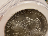 2004 $1 Silver Eagle Double-Struck, 2nd Partial Collar Strike & On-Center CACG MS66