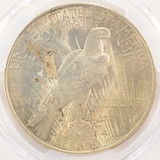 1923 $1 Peace Dollar Reverse Peeling Lamination PCGS MS62