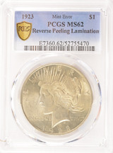 1923 $1 Peace Dollar Reverse Peeling Lamination PCGS MS62