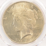 1923 $1 Peace Dollar Reverse Peeling Lamination PCGS MS62