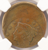 (1839-1857) 1c Braided Hair Large Cent Struck 35% Off-Center NGC VF Details