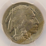 1919 5c Buffalo Nickel Struck 5% Off-Center PCGS MS63