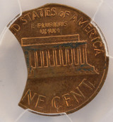 1968-D 1c Lincoln Cent 19% Double Curved Clipped PCGS MS63 RB