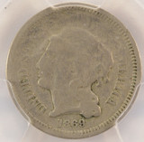 1869 3CN Three Cent Nickel Struck Thru Obverse PCGS F15 1869 3CN Three Cent Nickel Struck Thru Obverse PCGS F15