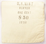 1950-D 1c Wheat Cent $50 Denver Mint Cloth Bag