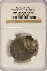 NGC 50c Clad Kennedy Half Struck 65% Off-Center MS67