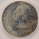 1999-P $1 SBA Dollar Triple-Struck, 2nd, 3rd 20% Off-Center PCGS MS65