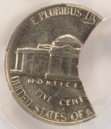 ND 5c Jefferson Nickel 35% Curved Clip PCGS AU58