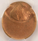 1974-D 1c Lincoln Cent Struck 50% Off-Center PCGS MS63 Red