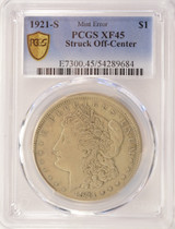 1921-S $1 Morgan Dollar Struck Off-Center PCGS XF45
