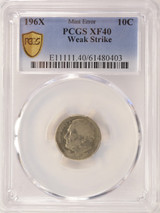 196X 10c Clad Roosevelt Dime Die Adjustment Strike XF40