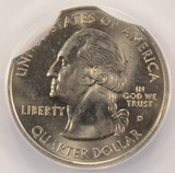 1999-D 25c ANACS Connecticut Quarter Double Curved Clip MS63
