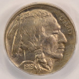 1919 5c Buffalo Nickel Broadstruck PCGS MS62