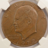 1972 $1 Ike Dollar Obverse Missing Clad Layer NGC MS63 BN