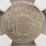 1882 5c Shield Nickel Broadstruck on T-1 Blank NGC MS63