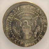 1989-P 50c Kennedy Half Struck 7% Off-Center ANACS MS64