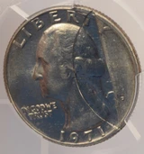 (2 Coin) 1971-D 25c Quarter Mated Pair Struck Thru Clad Layer PCGS AU58