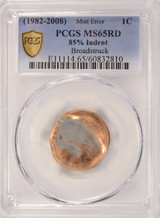 (1982-2008) 1c Lincoln Cent 85% Indent & Broadstruck PCGS MS65 Red