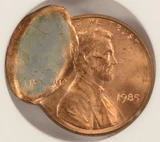 1985 1c Lincoln Cent Flipover Double-Struck, 2nd 60% Off-Center ANACS MS63 Red