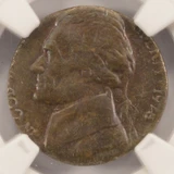 1978 5c Jefferson Nickel Struck on Cent Blank NGC MS63 BN