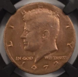 1972 50c Kennedy Half Obverse Missing Clad Layer NGC AU58 RB