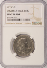 1979-S $1 SBA Dollar Obverse Struck Thru NGC