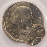 1999-P $1 SBA Dollar Double-Struck, 2nd Strike 85% Off-Center & DSBS PCGS MS65