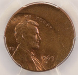 1969-D 1c Lincoln Cent Struck 25% Off-Center PCGS MS61 RB