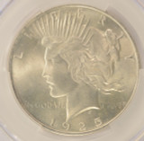 1925 $1 Peace Dollar Struck Thru Obverse CACG MS64