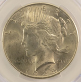 1925 $1 Peace Dollar Struck Thru Obverse CACG MS64