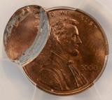 2000 1c Lincoln Cent Double-Struck, 2nd 70% Off-Center PCGS MS64 RB